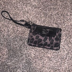 Coach wristlet, leopard, grey and black